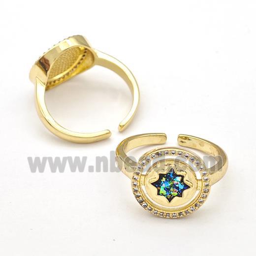 Copper Rings Pave Fire Opal Zirconia v18K Gold Plated