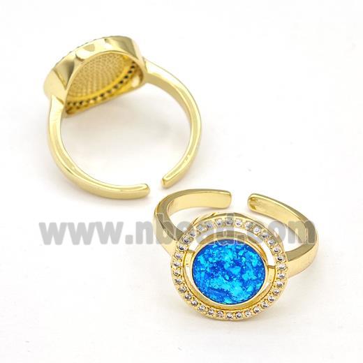 Copper Rings Pave Fire Opal Zirconia Circle 18K Gold Plated