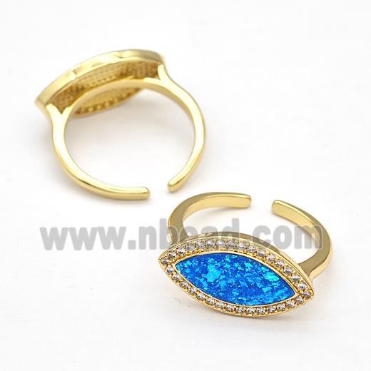 Copper Rings Pave Fire Opal Zirconia Eye 18K Gold Plated