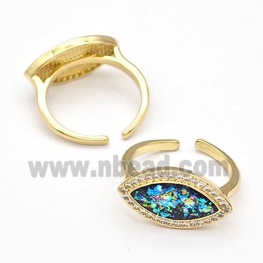 Copper Rings Pave Fire Opal Zirconia Eye 18K Gold Plated