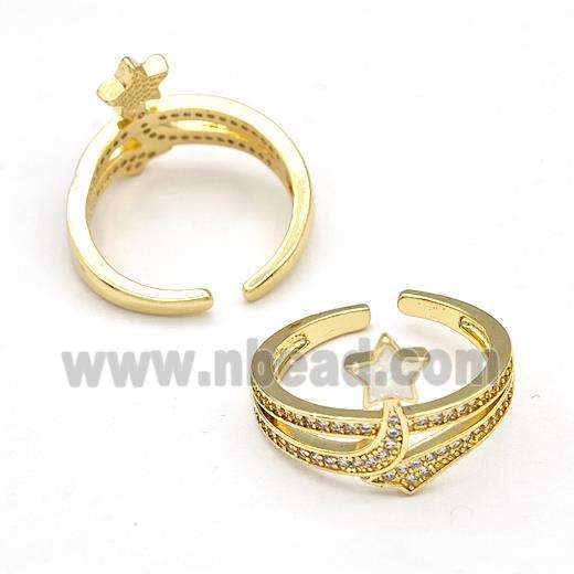 Copper Rings Pave Fire Opal Zirconia Star 18K Gold Plated