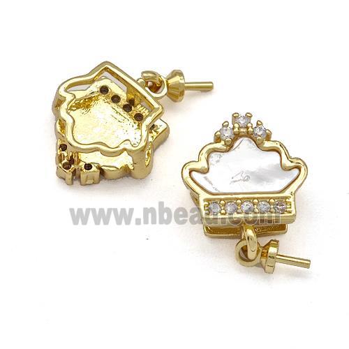 Copper Bail Pave Shell Zirconia 18K Gold Plated