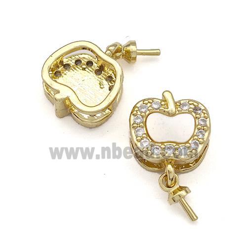 Copper Apple Bail Pave Shell Zirconia 18K Gold Plated