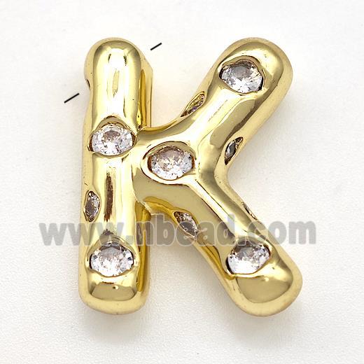 Copper Letter-K Pendant Micro Pave Zirconia Gold Plated