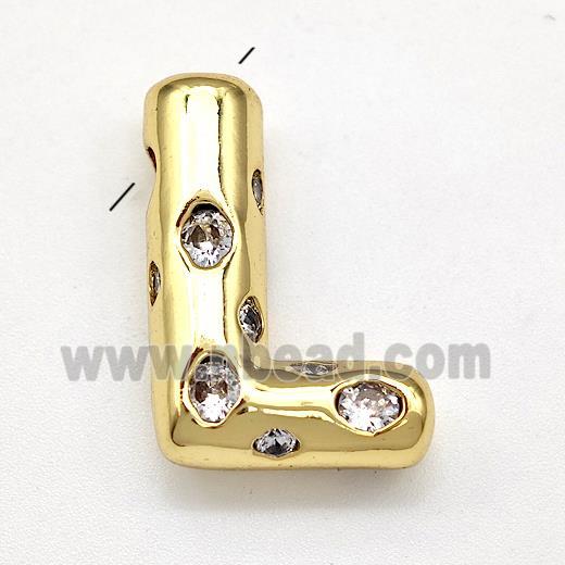 Copper Letter-L Pendant Micro Pave Zirconia Gold Plated