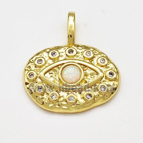 Copper Eye Pendant Micro Pave Zirconia Gold Plated