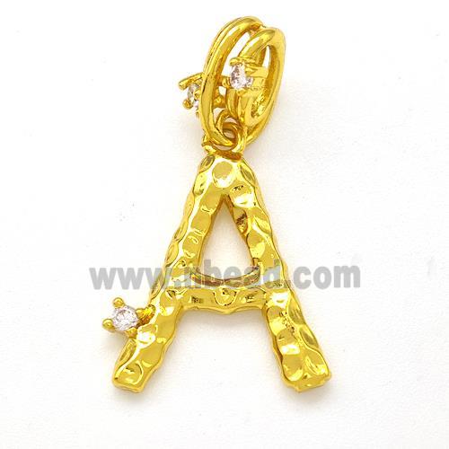 Copper Letter-A Pendant Pave Zircon Gold Plated