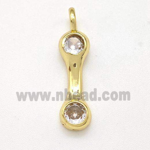 Copper Letter-I Pendant Pave Zircon Gold Plated