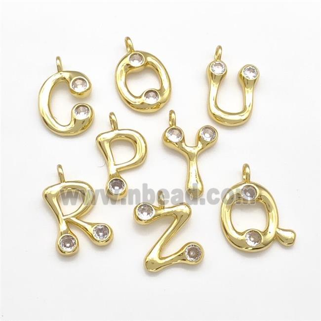 Copper Alphabet Pendant Pave Zircon Mixed Letters Gold Plated