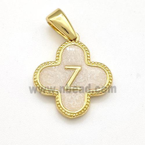 Copper Clover Pendant Letter-Z Painted Gold Plated