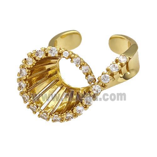 Copper Rings Pave Zircon Hollow Gold Plated