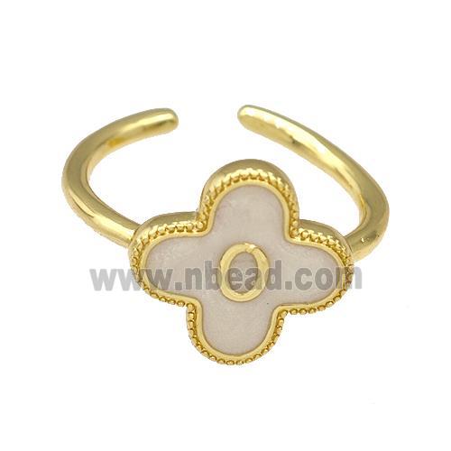 Copper Clover Rings Letter-O Painted Gold Plated
