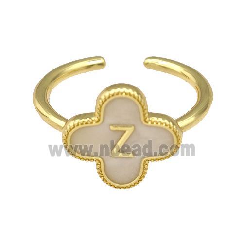 Copper Clover Rings Letter-Z Painted Gold Plated