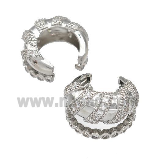 Copper Rings Pave Zircon Spiral Platinum Plated
