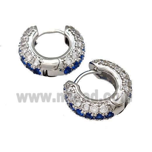 Copper Hoop Earring Micro Pave Zirconia Platinum Plated