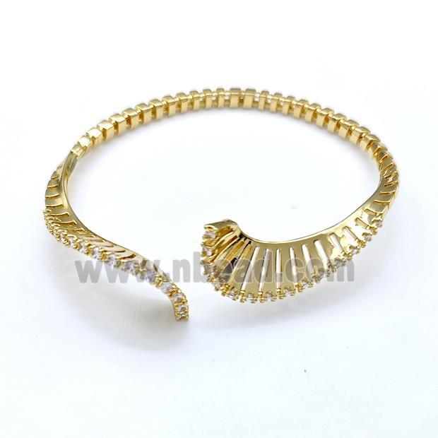 Copper Bangle Pave Zircon Mobius Belt Gold Plated