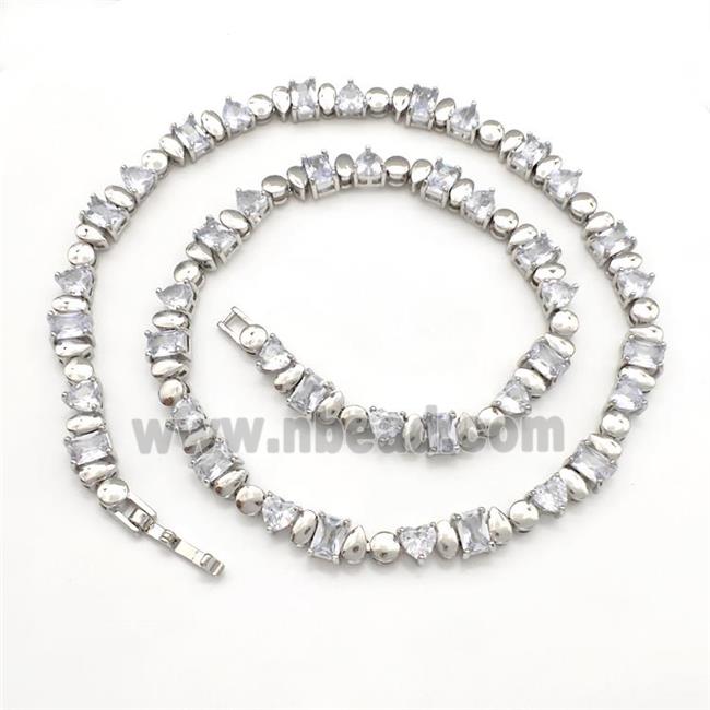 Copper Necklaces Pave Zircon Platinum Plated