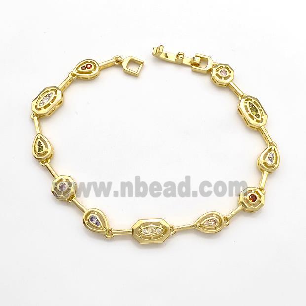 Copper Bracelets Pave Zircon Gold Plated