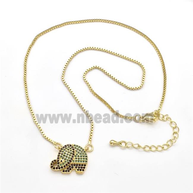Copper Elephant Necklaces Pave Zirconia Gold Plated