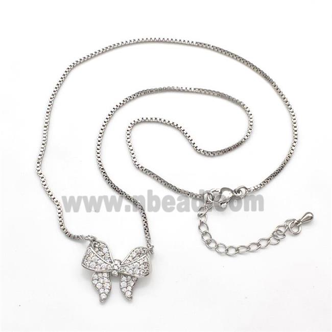 Copper Butterfly Necklaces Pave Zirconia Platinum Plated