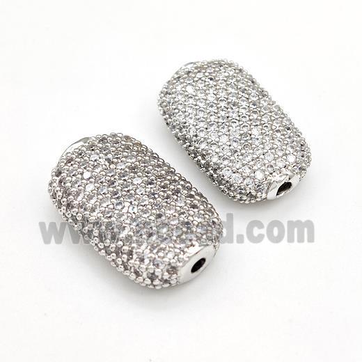 Copper Rectangle Beads Micro Pave Zirconia Platinum Plated