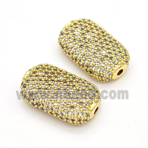 Copper Rectangle Beads Micro Pave Zirconia Gold Plated