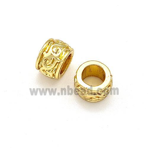 Copper Rondelle Beads Large Hole Gold Plated