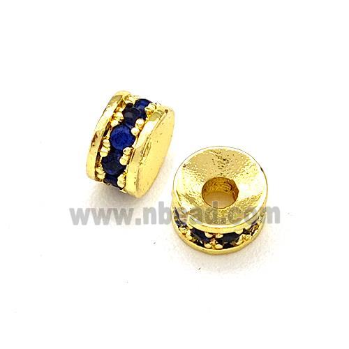 Copper Heishi Beads Pave Blue Zirconia Gold Plated