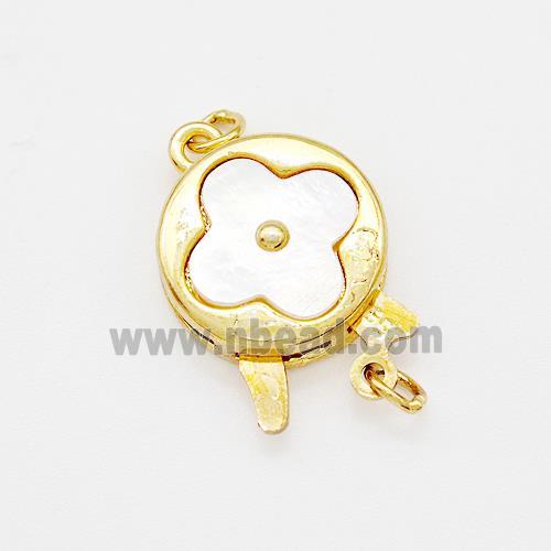 Copper Slider Clasp Pave Shell Clover Gold Plated