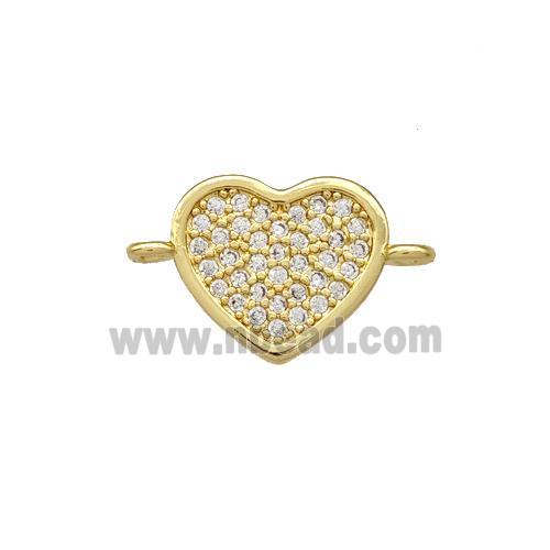 Copper Heart Connector Pave Zirconia Gold Plated