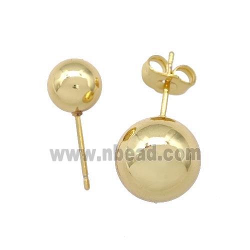 Copper Ball Stud Earrings Hollow Gold Plated