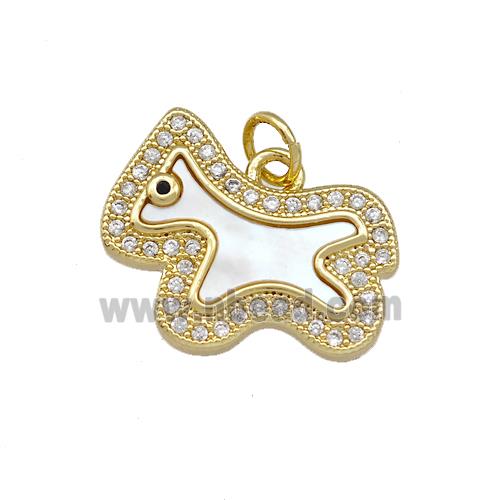 Copper Foal Charms Pendant Pave Shell Zirconia Horse 18K Gold Plated