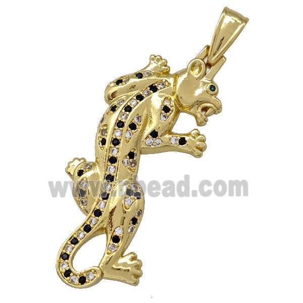 Copper Leopard Pendant Pave Zirconia Gold Plated