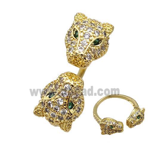 Copper Leopard Rings Micro Pave Zirconia Gold Plated