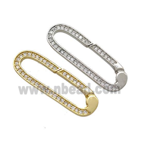 copper connector clasp pave zircon, gold plated