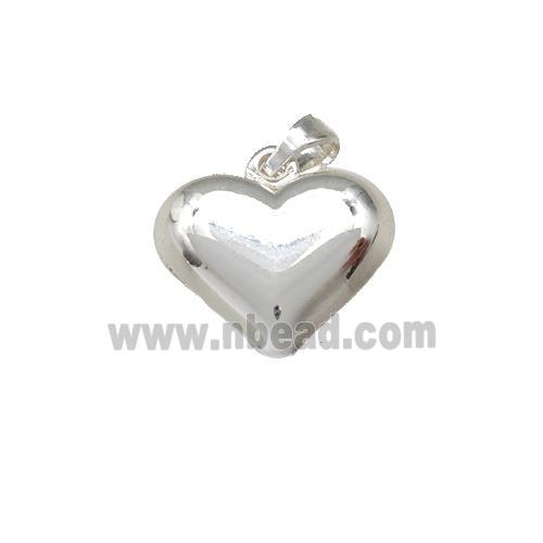 copper pendant, heart, silver plated