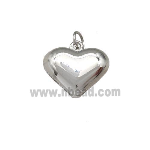 copper pendant, heart, platinum plated
