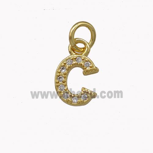 Copper Letter-C Pendant Pave Zircoina Gold Plated