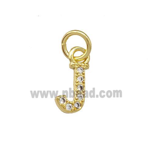 Copper Letter-J Pendant Pave Zirconia Gold Plated