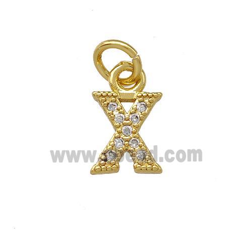 Copper Letter-X Pendant Pave Zircoina Gold Plated