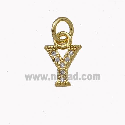 Copper Letter-Y Pendant Pave Zircoina Gold Plated