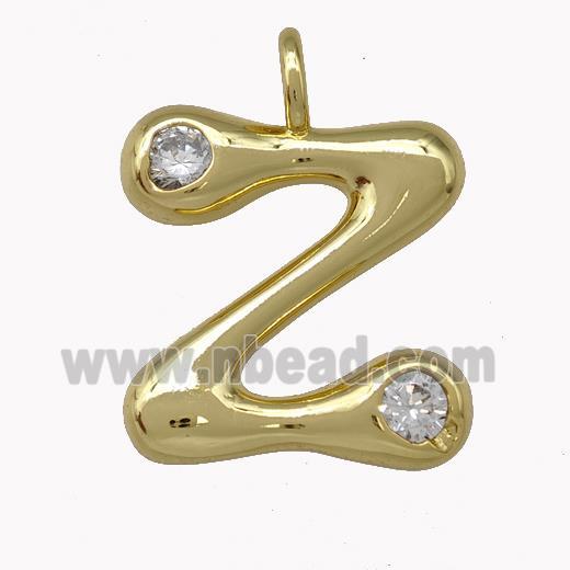 Copper Pendant Pave Zirconia Letter-Z Gold Plated