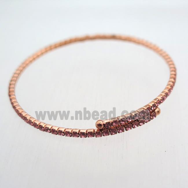 copper bangle pave rhinestone, rose gold