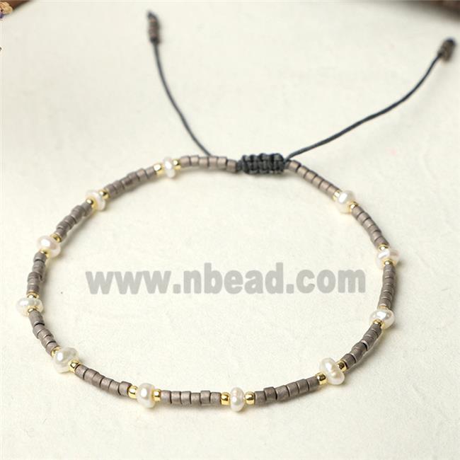 handmade miyuki glass Bracelet with Pearl, adjustable