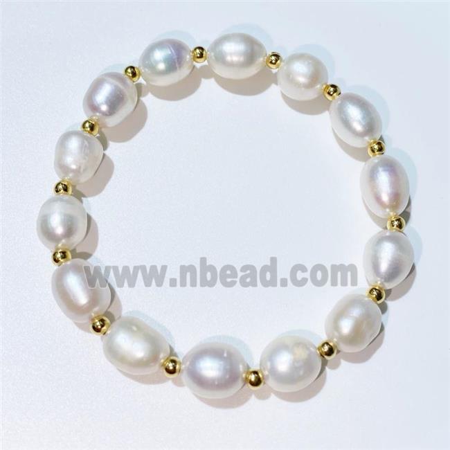 Pearl Bracelet with 14k copper, stretchy