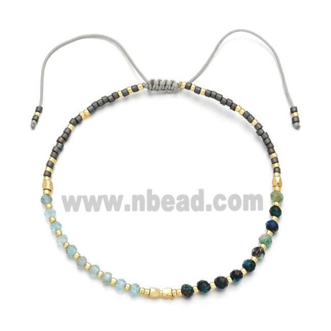 Natural Turquoise Bracelet with Aquamarine, adjustable