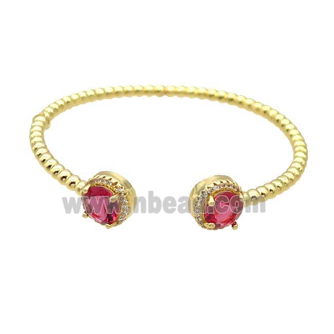 Copper Bangle Pave Red Crystal Gold Plated