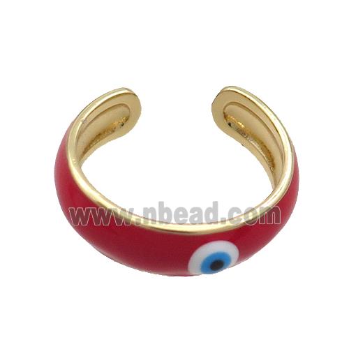 Copper Ring Red Enamel Eye Gold Plated