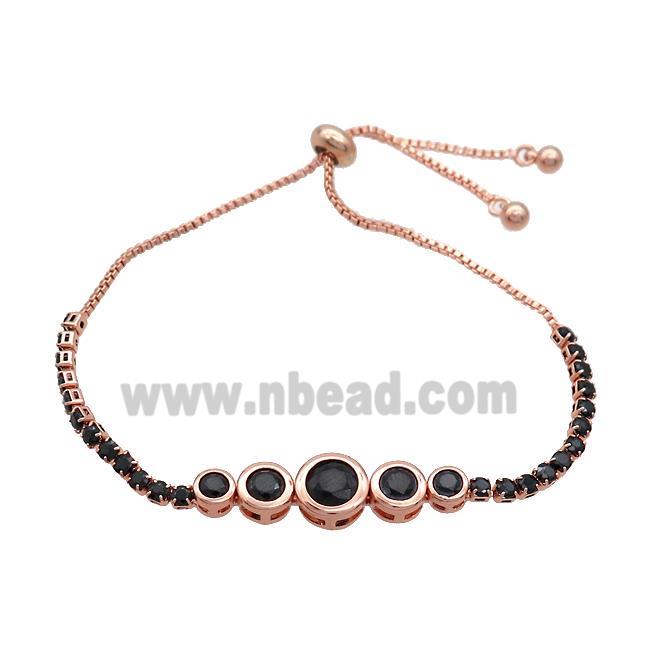Copper Bracelets Pave Black Zircon Adjustable Rose Gold