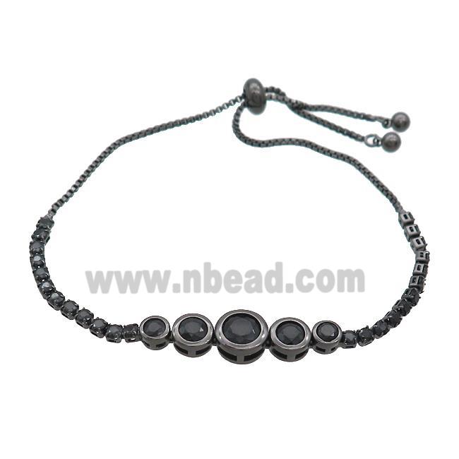 Copper Bracelets Pave Black Zircon Adjustable Black Plated